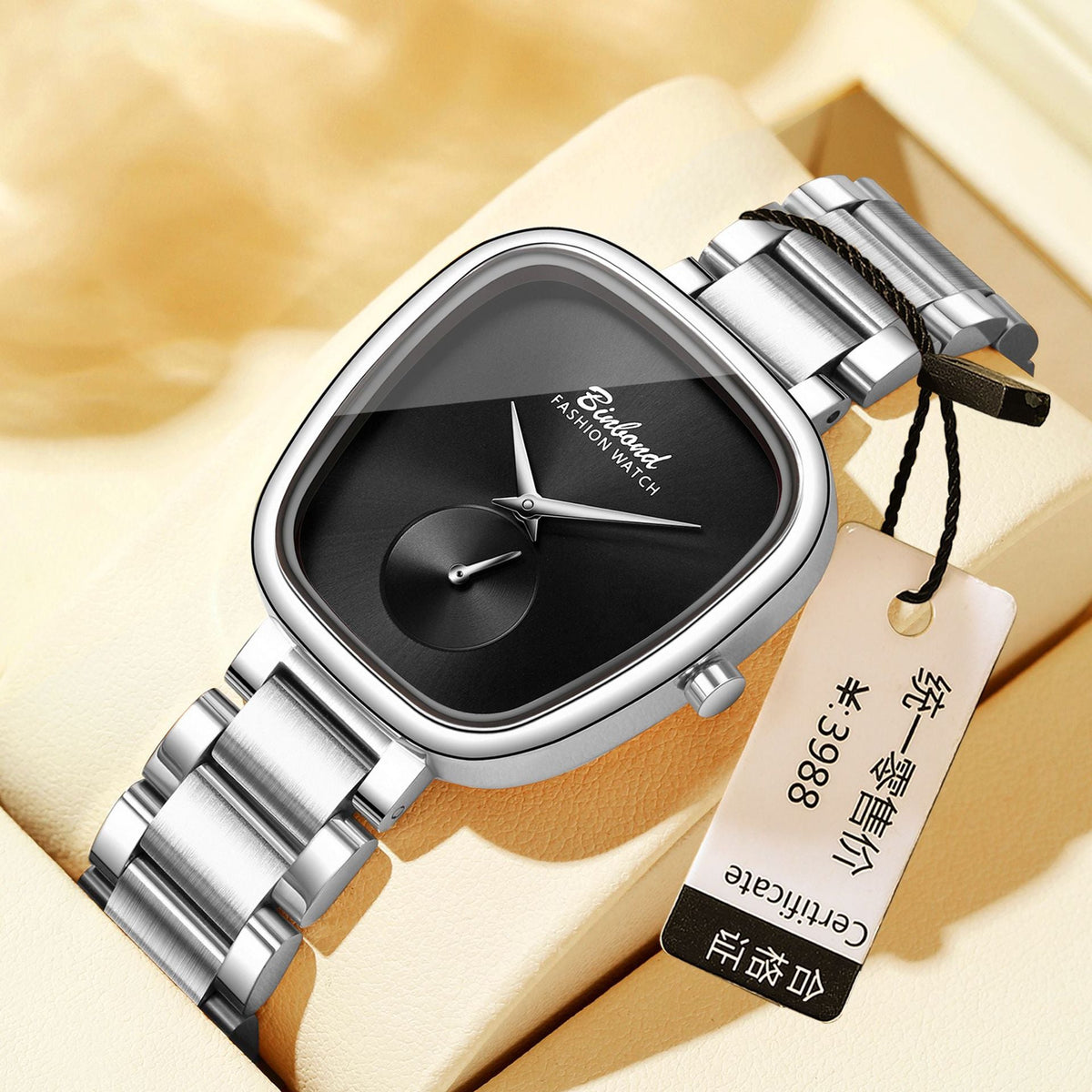 Women's waterproof stainless steel quartz watch with a sleek metal case and matching bracelet