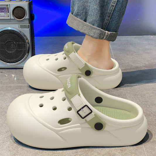 Non-slip thick-soled men's outdoor clog sandals in a deodorizing design, side view