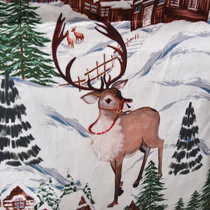 Christmas cartoon chair covers with festive holiday character designs; seat-back decorations shown close up
