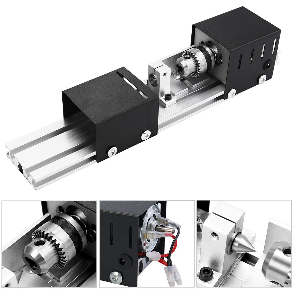 Mini woodworking lathe machine with compact benchtop design for turning wood projects