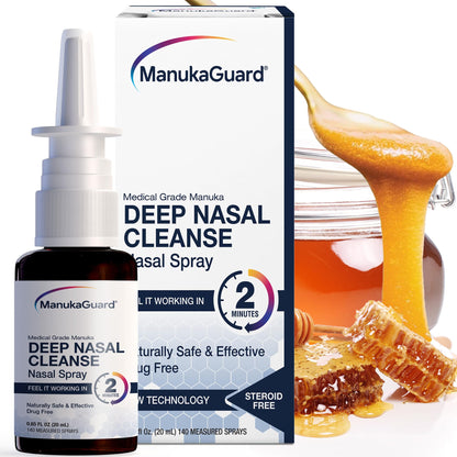 ManukaGuard Premium Manuka Honey Nasal Spray with MGO 600 in 0.65 oz bottle, natural nasal relief from BACKUPMYFILESNOW®.