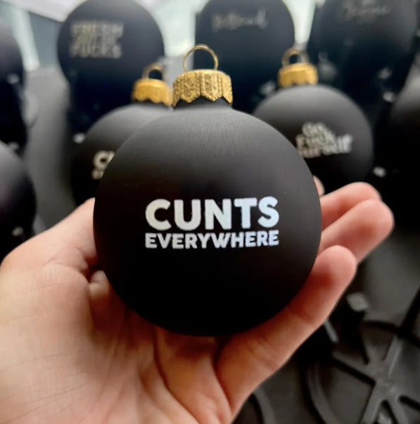 Funny Christmas ornament black decoration hanging on a Christmas tree