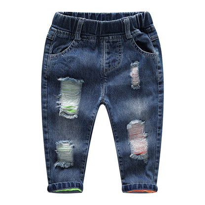 Children's ripped denim pants for boys geschniegelt