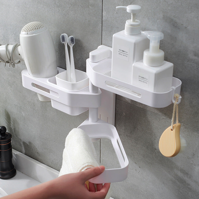 Rotating wall-mounted plastic storage box for kitchen, bathroom, or toilet debris, punch-free design