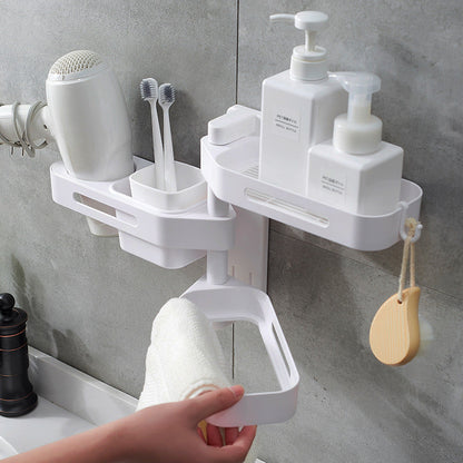 Rotating wall-mounted plastic storage box for kitchen, bathroom, or toilet debris, punch-free design