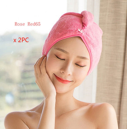 Women's absorbent hair dryer cap towel for quick hair drying