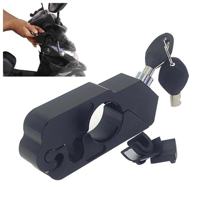 Motorcycle handlebar lock by My Store, compact black security device for motorcycle handlebars