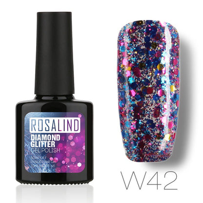 Nail Diamond Gel nail polish pot, clear view of glitter-infused gel texture