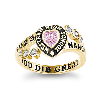 December birthstone engraved ring with blue gemstone and personalized inscription