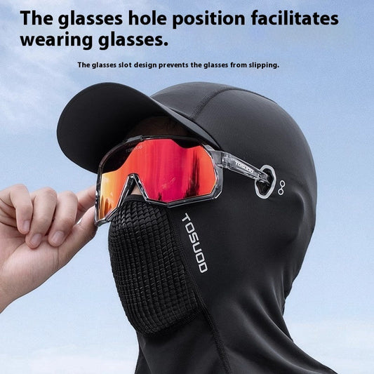 Men's ice silk sun-proof headgear scarf mask for outdoor cycling, lightweight neck and face covering