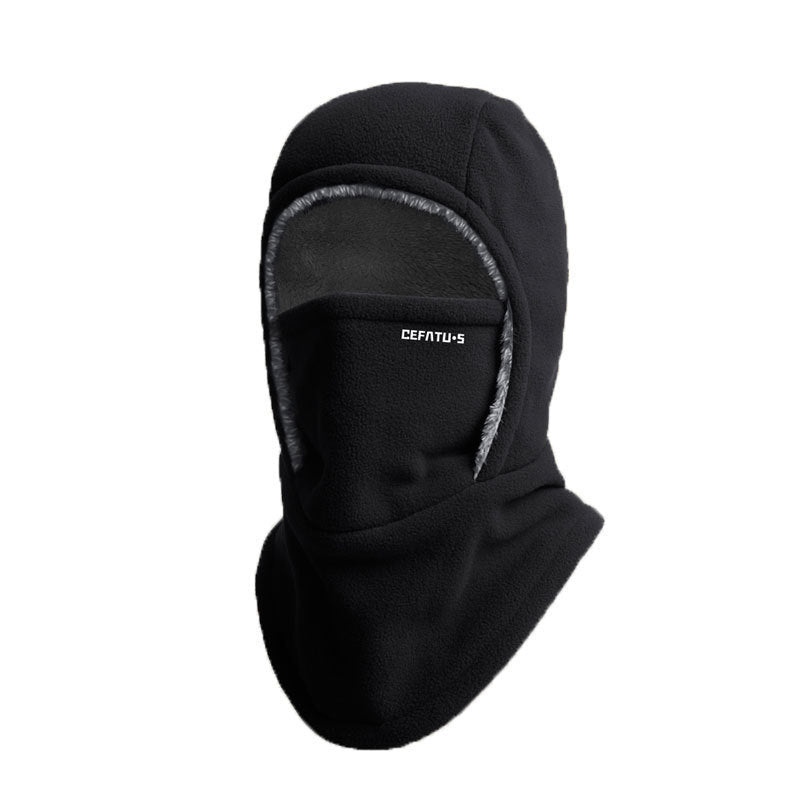 Men's winter cycling hat, warm windproof design in black fabric with ear coverage