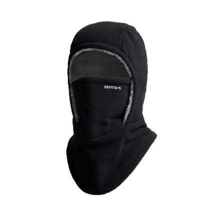 Men's winter cycling hat, warm windproof design in black fabric with ear coverage