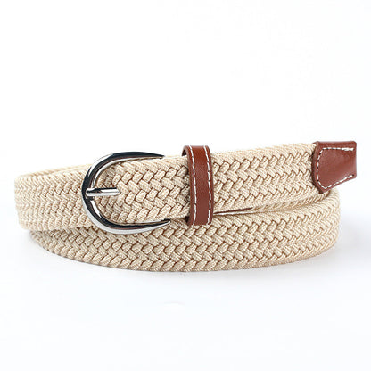 Youth student canvas elastic braided belt by My Store, woven stretch design in a casual style