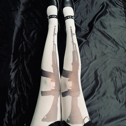 Sweet and edgy Japanese-style printed pantyhose for women, all-season JK-style socks