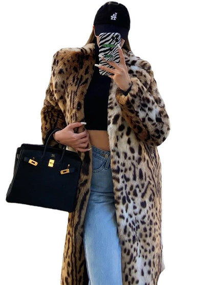 Women's leopard print faux fur coat by My Store
