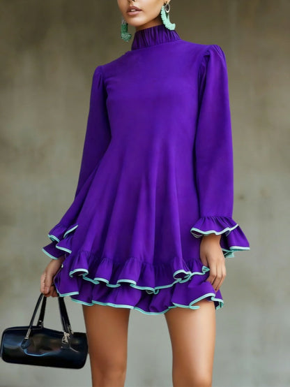 Vintage ruffled high-neck dress by My Store in a classic silhouette