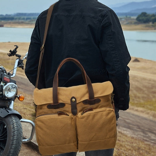 Portable men's one-shoulder crossbody briefcase for outdoor travel in a compact design