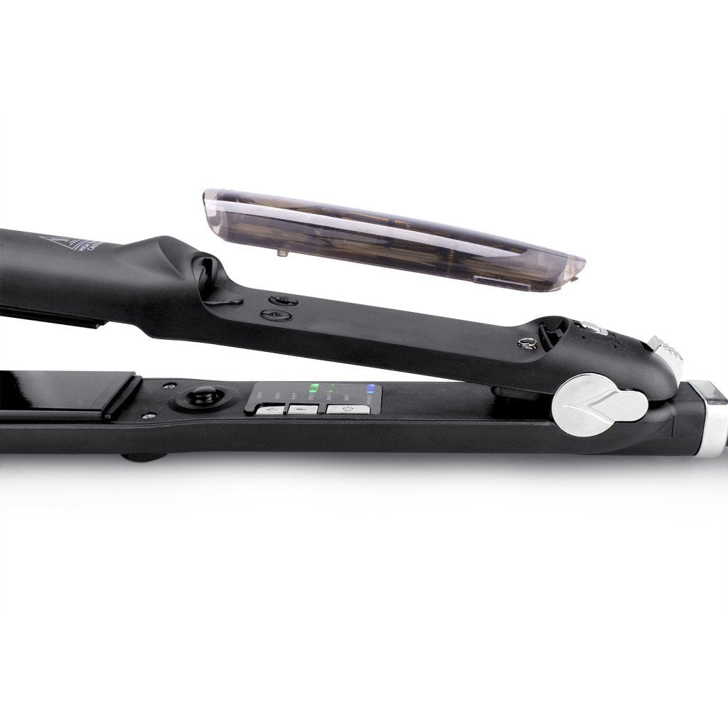 Steam hair straightener spray clamp by My Store, black styling tool with clamp and steam spray function