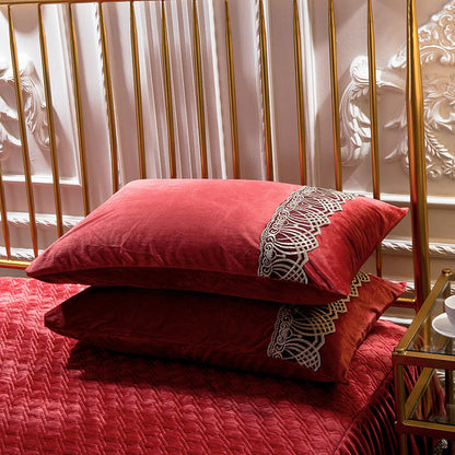 Four-piece thick crystal velvet bedding set in soft textured fabric, My Store brand