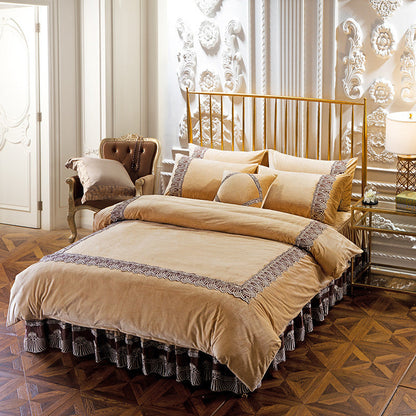 Four-piece thick crystal velvet bedding set in soft, plush fabricҵә