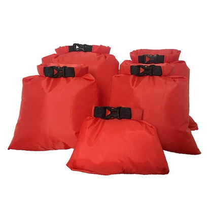 Waterproof dry bags in assorted sizes for keeping gear dry outdoors