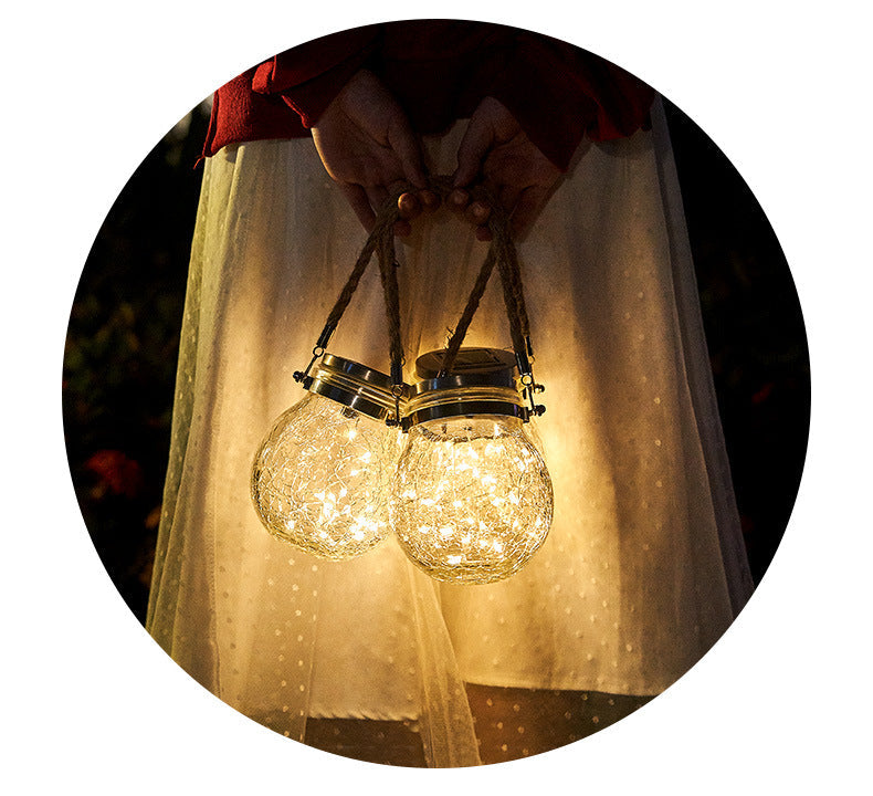 Crack ball glass jar light with textured clear glass globe and warm ambient design