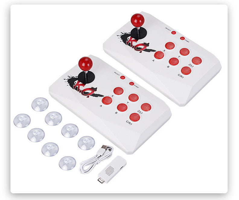 HD wireless double joystick fighting arcade game console with two joysticks and dual-player controls