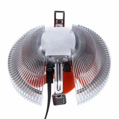 PC CPU cooler cooling fan with black heatsink and fan blades, shown from the front