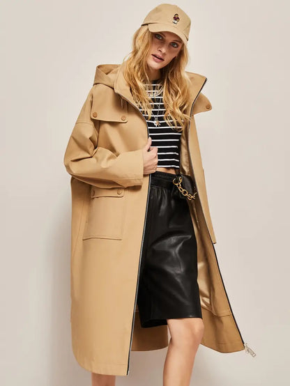 Casual Hooded Long Sleeve Windproof Coat for Women