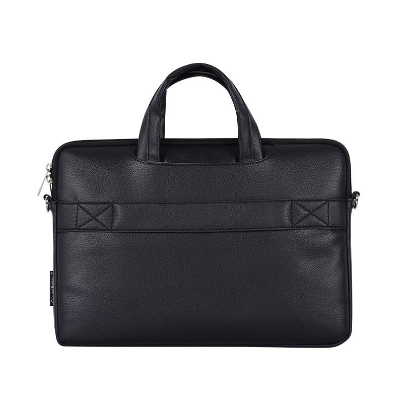 Protective laptop bag briefcase sleeve case for carrying and safeguarding a laptop, black exterior with zip closure