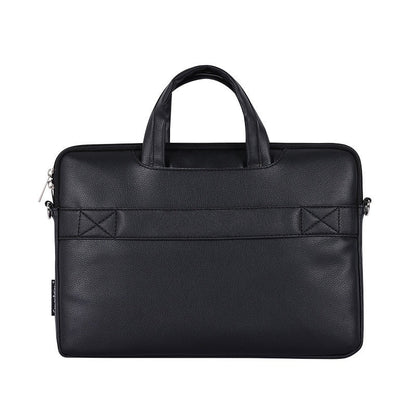 Protective laptop bag briefcase sleeve case for carrying and safeguarding a laptop, black exterior with zip closure