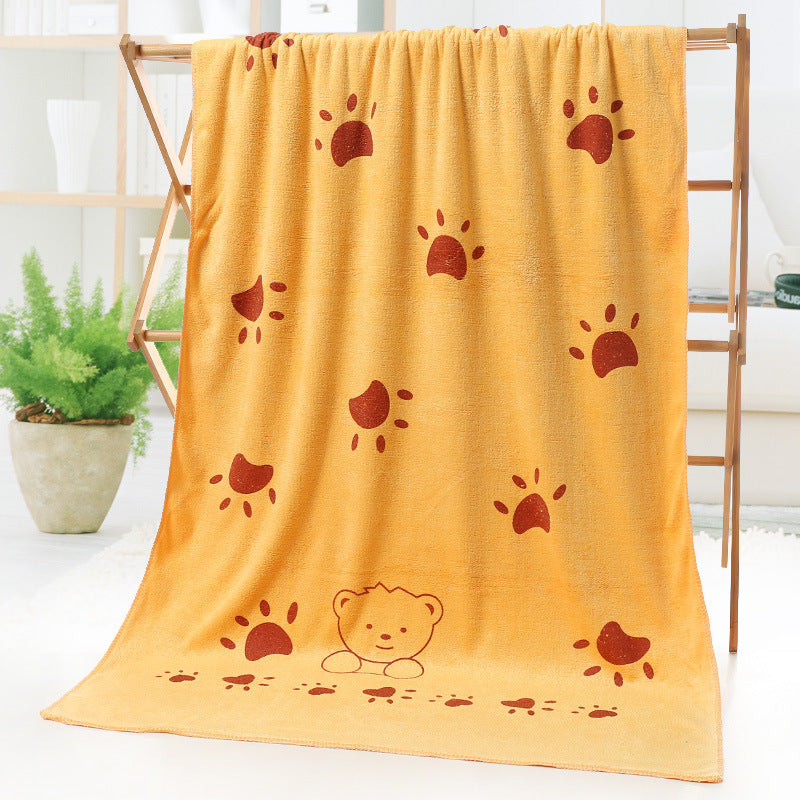 Cartoon print bath beach towel by My Store, soft rectangular towel displayed flat