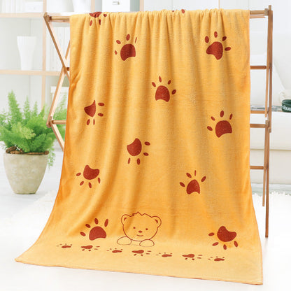 Cartoon print bath beach towel by My Store, soft rectangular towel displayed flat