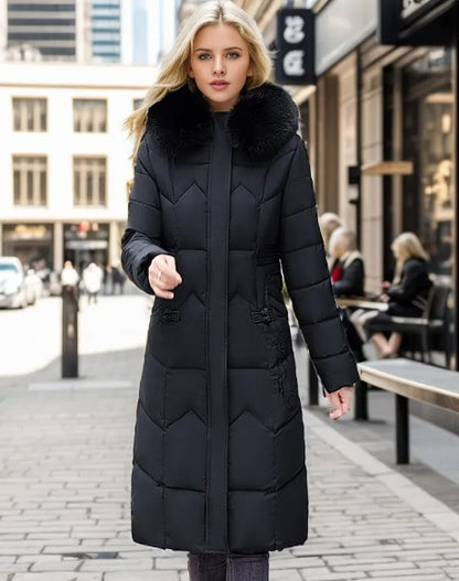Elegant Fur-Collar Winter Jacket