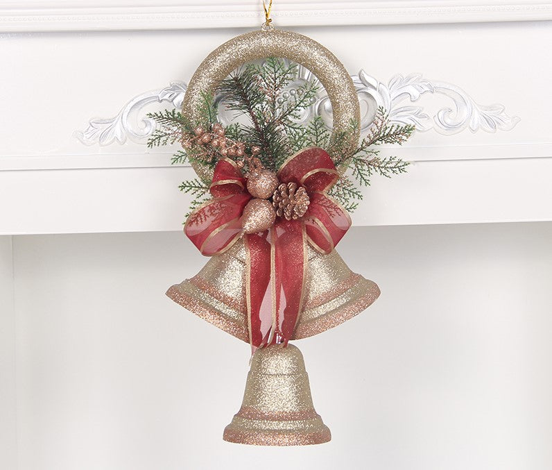 Large Christmas tree bell ornament with festive holiday design