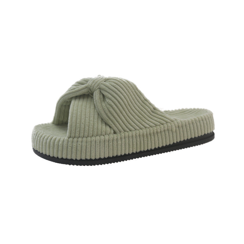 Women's cross-strap flat slide sandals in a simple open-toe design