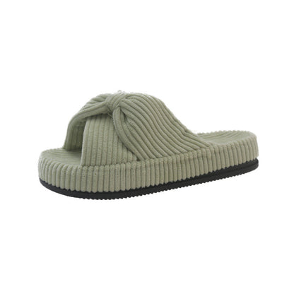 Women's cross-strap flat slide sandals in a simple open-toe design