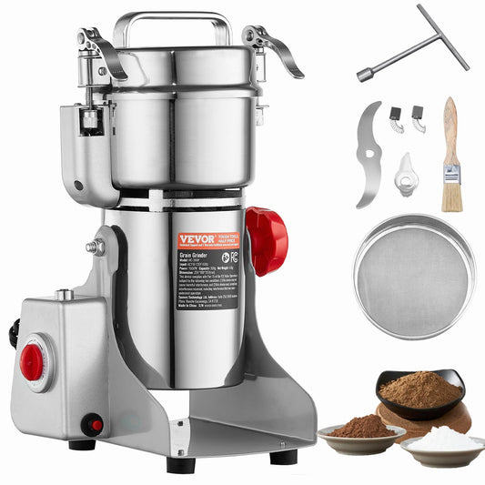 VEVOR 300g Electric Grain Mill Grinder High Speed 1500W Commercial Spice Grinders Stainless Steel Pulverizer Powder Machine for Dry Grains Spices Cereals Coffee Corn Pepper Swing Type