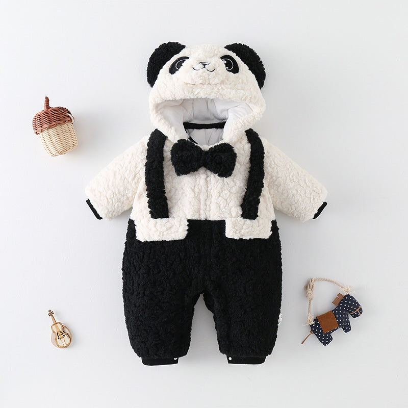 Baby winter going-out clothes, thickened fleece-lined outfit for infants and toddlers