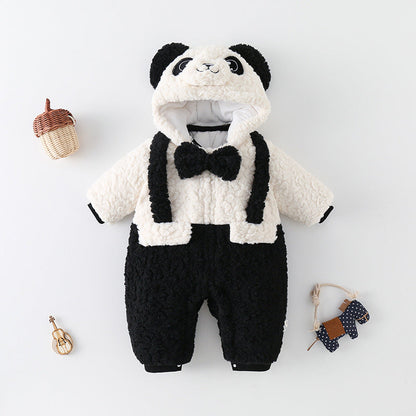 Baby winter going-out clothes, thickened fleece-lined outfit for infants and toddlers