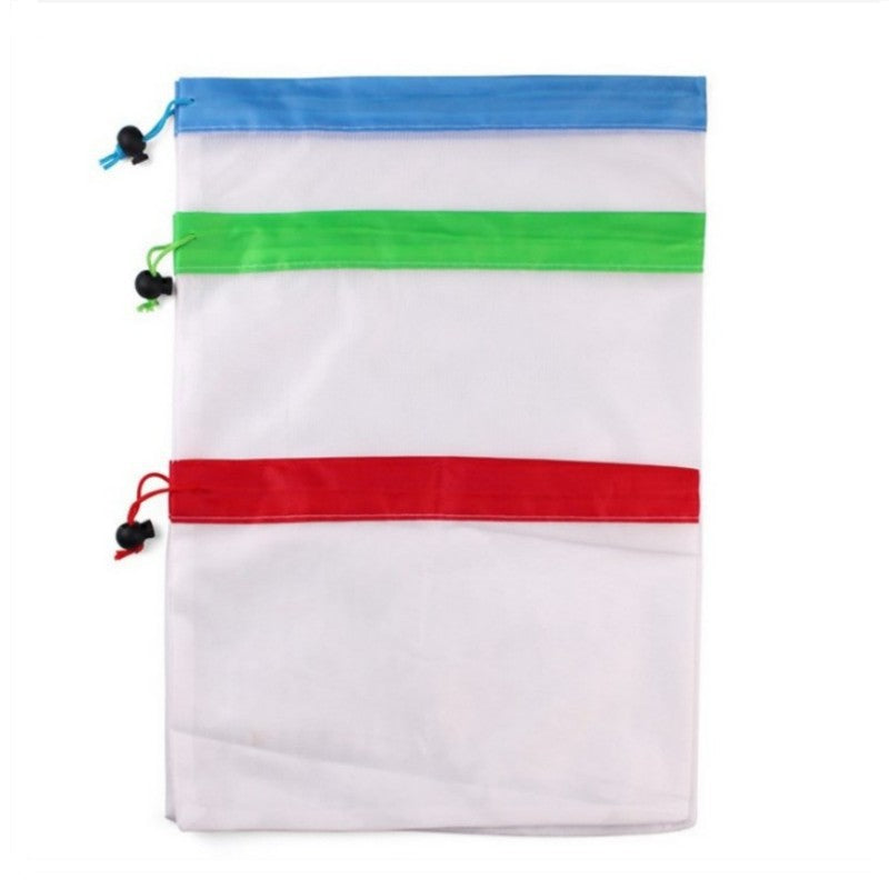 Fruit and vegetable multi-functional splicing beam mouth mesh bag suit combination, assorted mesh storage bags