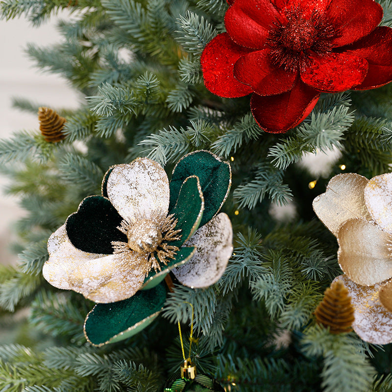 Christmas flower ornaments for Christmas tree decorations in festive floral designs