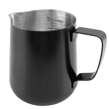 20oz/600ml Matte Black Milk Frothing Pitcher Stainless Steel Espresso Latte Cup Steaming Pitcher Creamer Cup Milk Frother Cup Espresso Machine Accessories Barista Tools Jug for Coffee Cappuccino