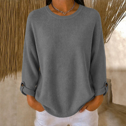 New-style knitted pullover with crew neck, casual top in a soft textured fabric