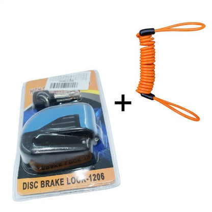 Motorcycle alarm disc brake lock anti-theft lock, compact metal security device for bike wheel disc