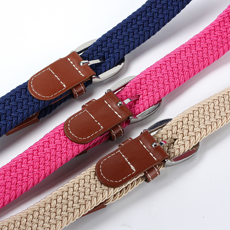 Youth student canvas elastic braided belt in a casual woven design