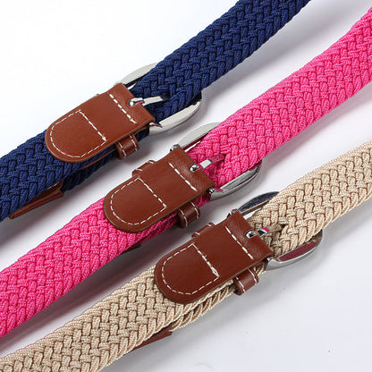 Youth student canvas elastic braided belt in a casual woven design
