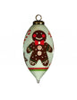 Hand-painted glass gingerbread man Christmas ornament with glitter details, festive holiday decor by BACKUPMYFILESNOW®.