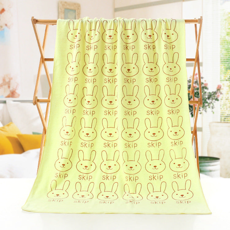 Cartoon print bath towel beach towel by My Store folded and displayed flat