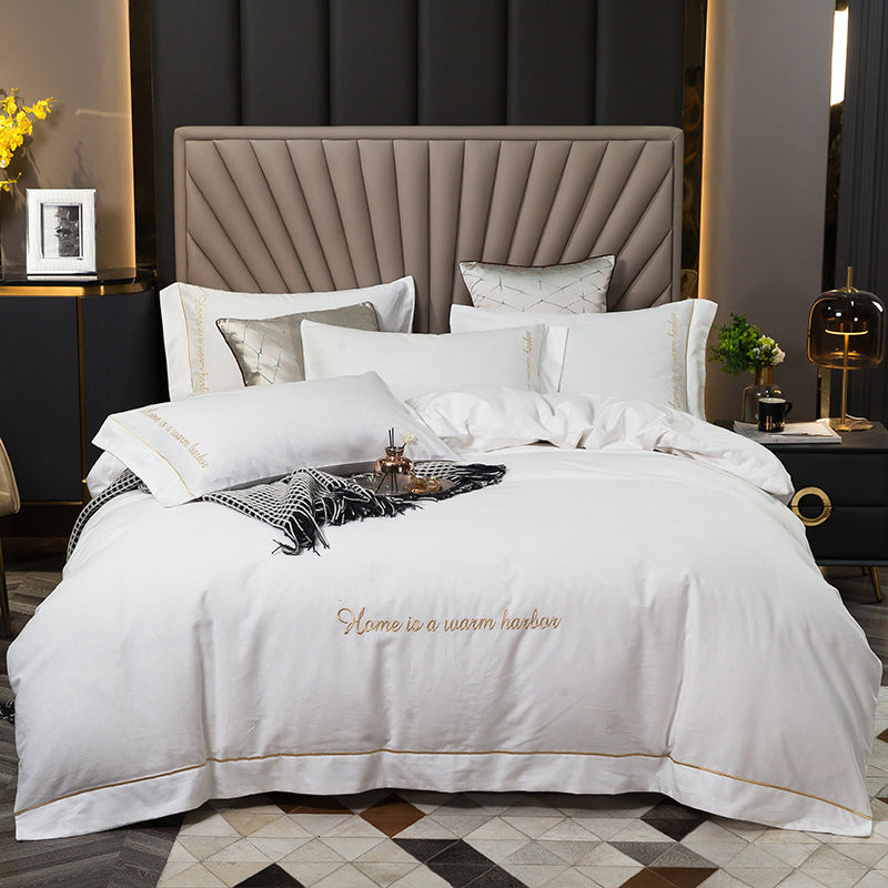 Brushed bedding set in soft fabric, neutral color design by My Store